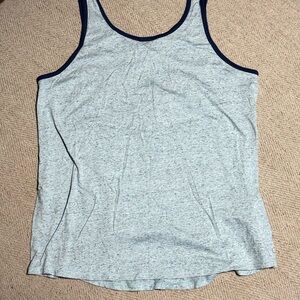 CALIA by Carrie Underwood Light Gray Tank Top with Navy Trim